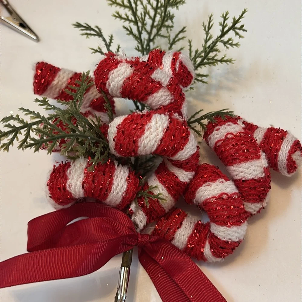 Red and White Christmas Tree Ornaments Candy Cane Sugar Christmas Theme NWOT